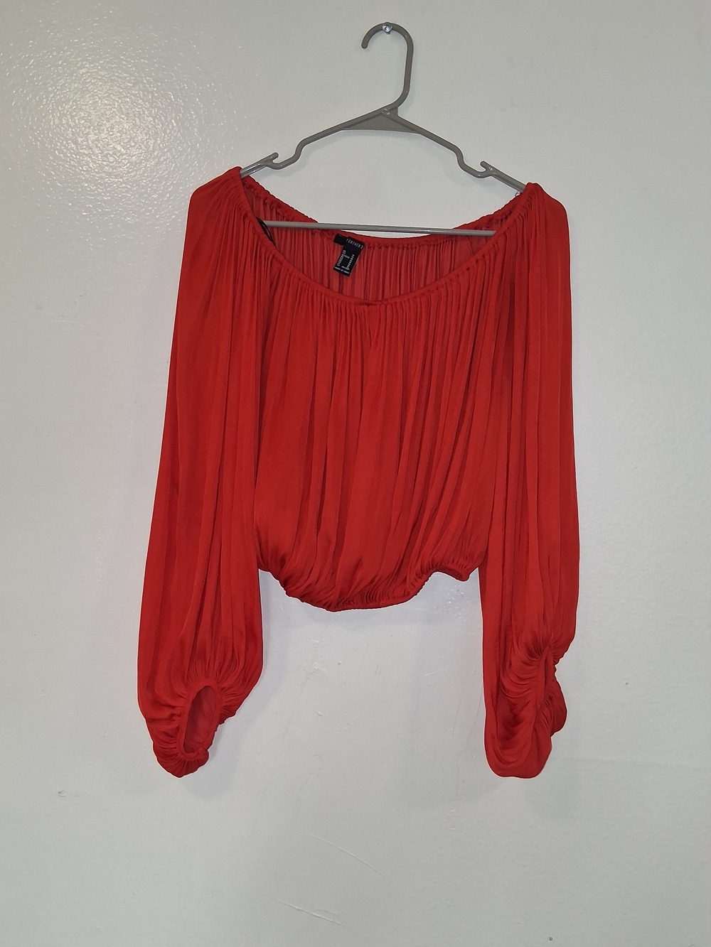 Forever 21 Red Off-Shoulder Peasant Top